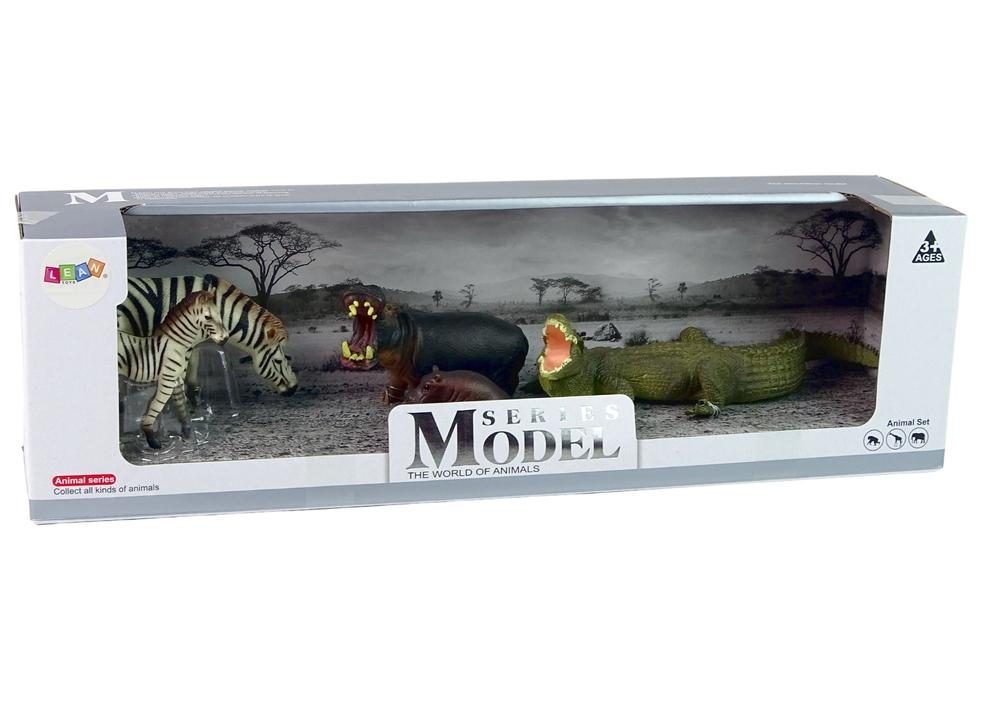 African Safari Hippo & Zebra Figurine Set - Detaljerad och hållbar