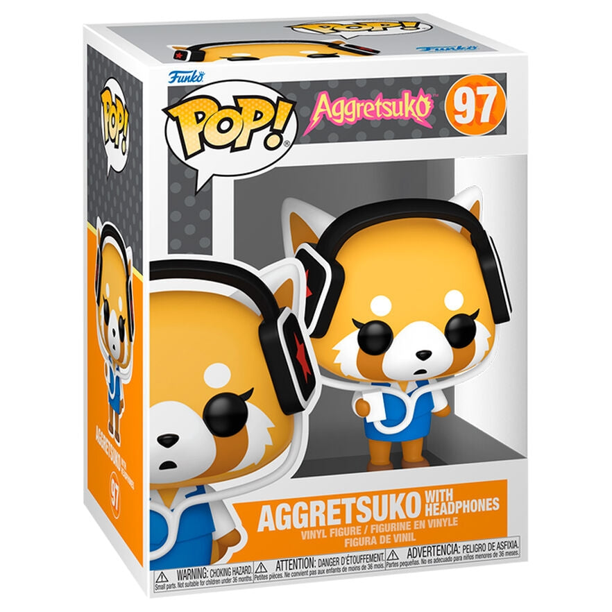 Aggretsuko figur med hörlurar, samlarbar anime leksak