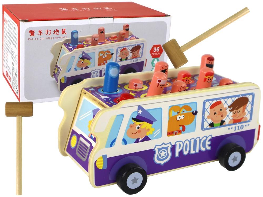 Wooden Police Bus Arcade Game: Toy for Fun and Skill Building