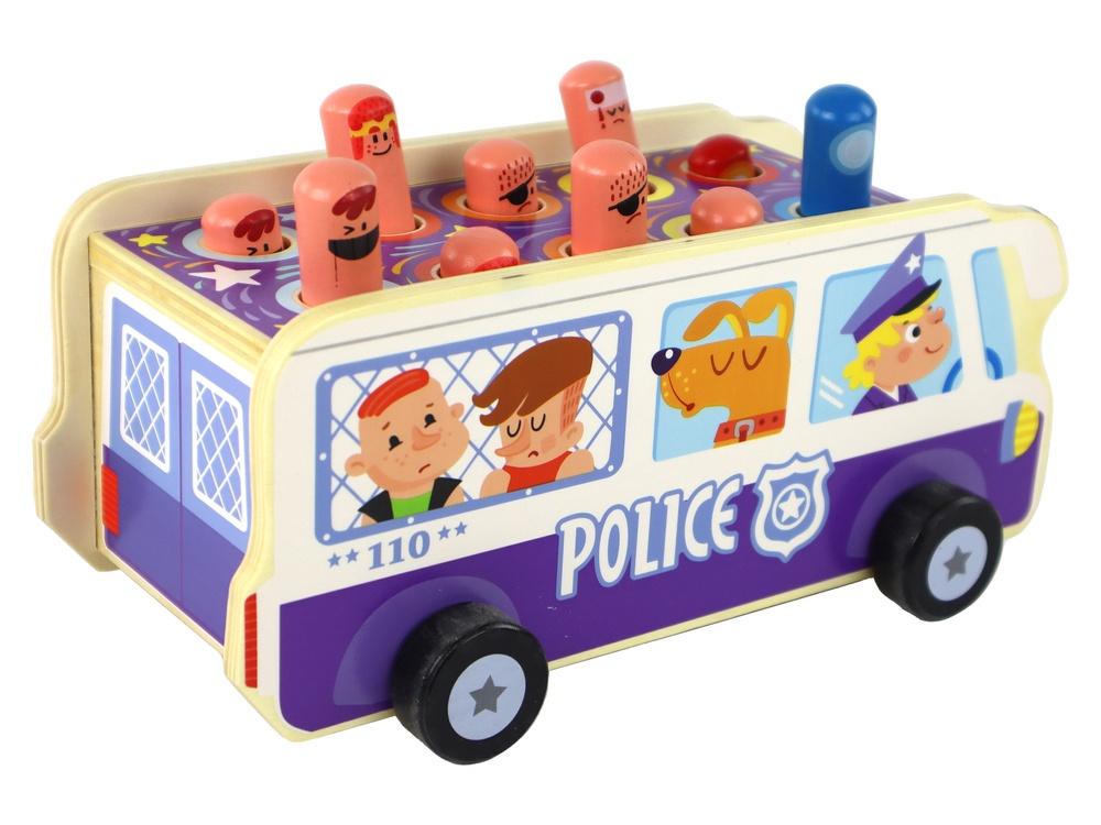 Wooden Police Bus Arcade Game: Toy for Fun and Skill Building