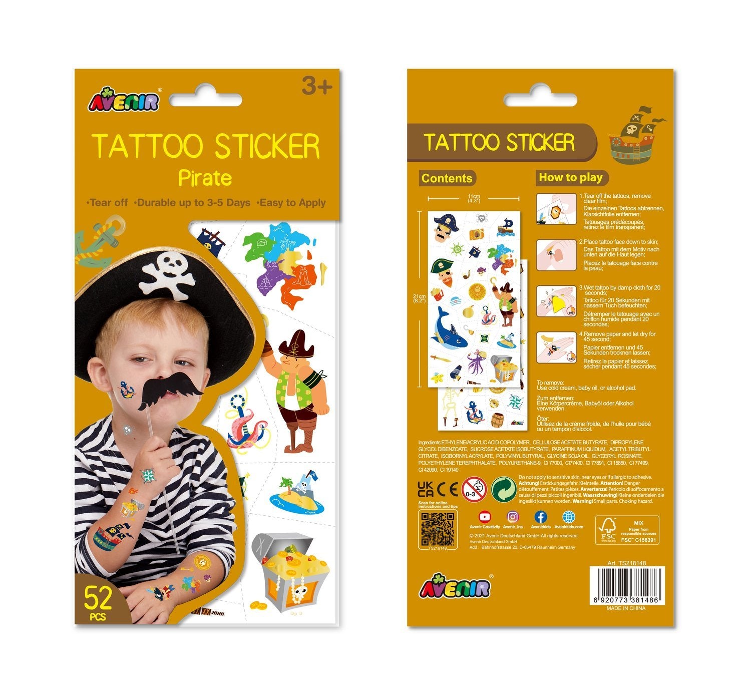 Avenir Tattoo Sticker Pirat