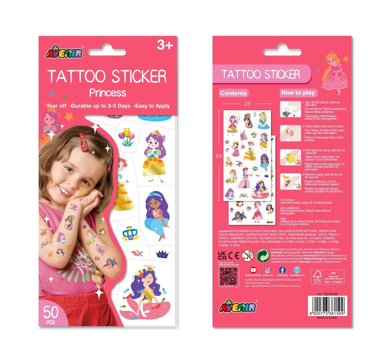 Avenir Tattoo Sticker Princess