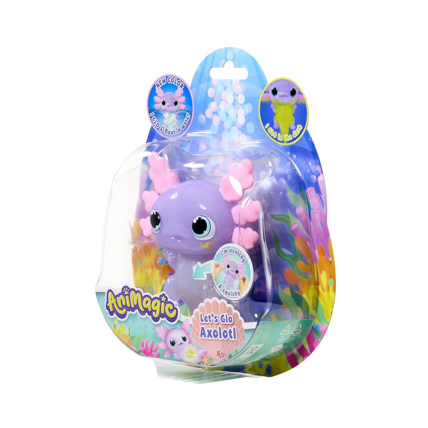 Axolotl-leksak med taktila pärlor som lyser i mörkret