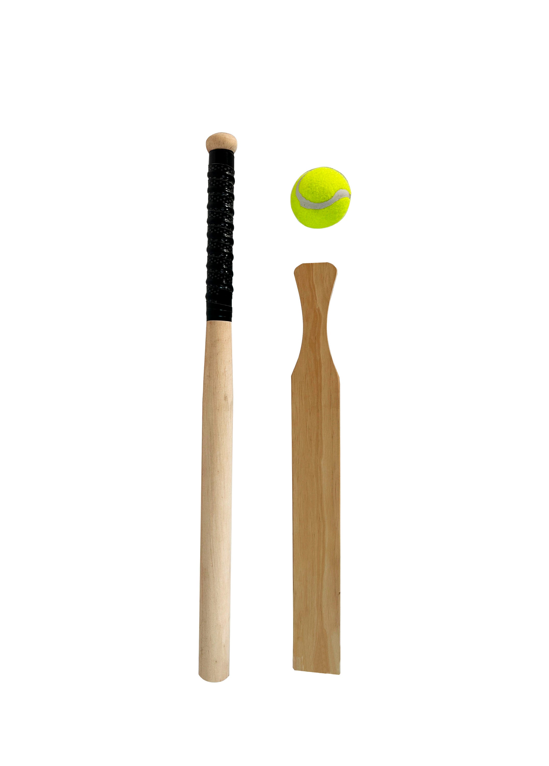 Basebollträ- och cricketträset i trä med boll