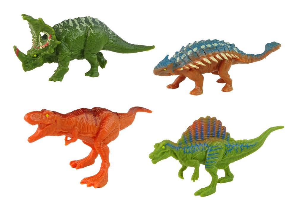 Bil och släp med dino-tema med 4 unika dinosauriefigurer