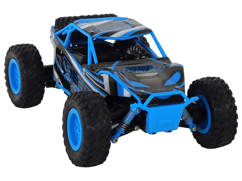 Blå 1:24 R/C terrängbil - 4WD, 20 km/h, stötdämpare