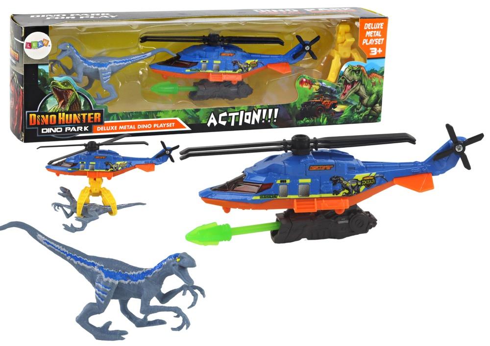 Blue Dino Helicopter Adventure Set: Utforska och fånga kul!