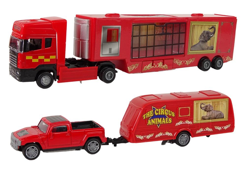 Circus Animals Vehicle Set: Metal Trucks &amp; Rubber Wild Cats