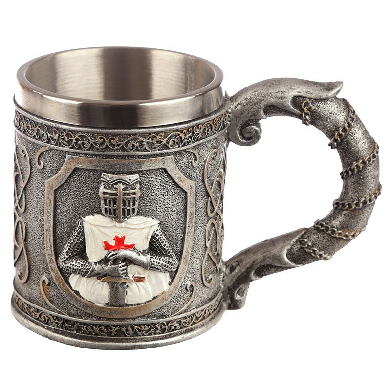 Crusader Knight Tankard - Rostfritt stål, 16 oz Kapacitet