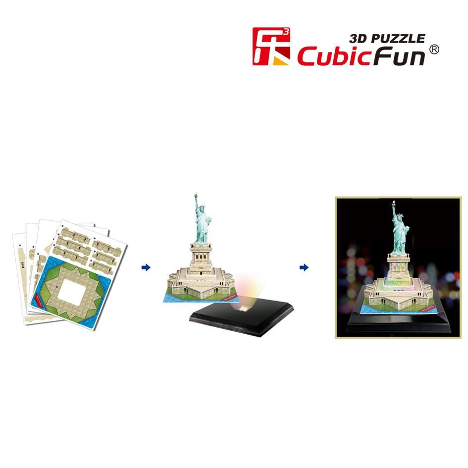 Cubicfun 3D-puslespil med Led Frihedsgudinden