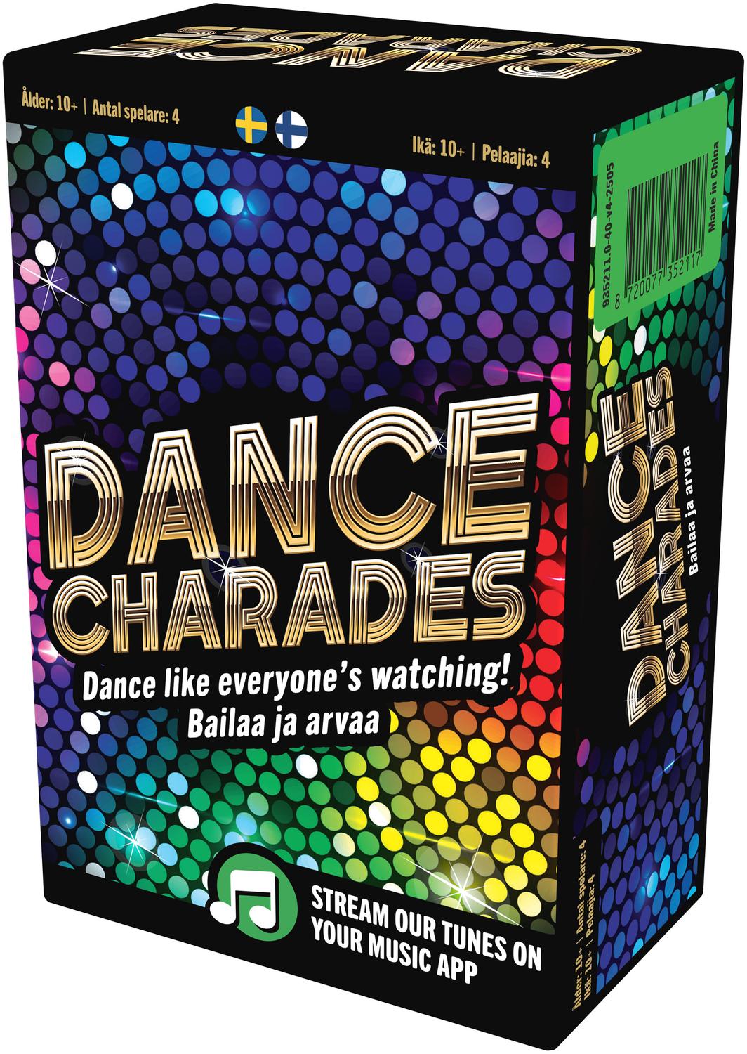 Danscharader-spel, finska och svenska, 4+ spelare