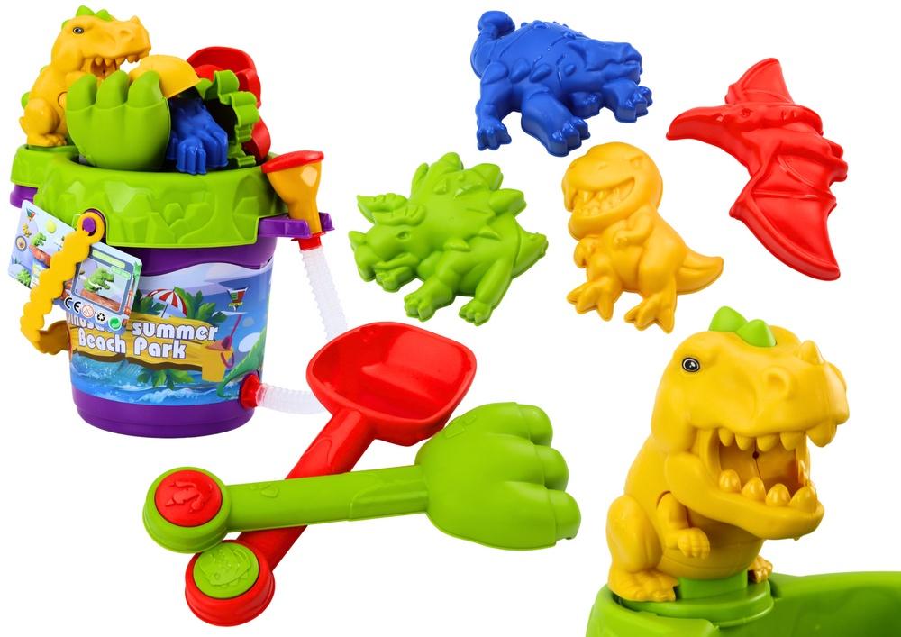 Dino Sand Bøttesæt: Brusebad, vandkande &amp; Shape Fun