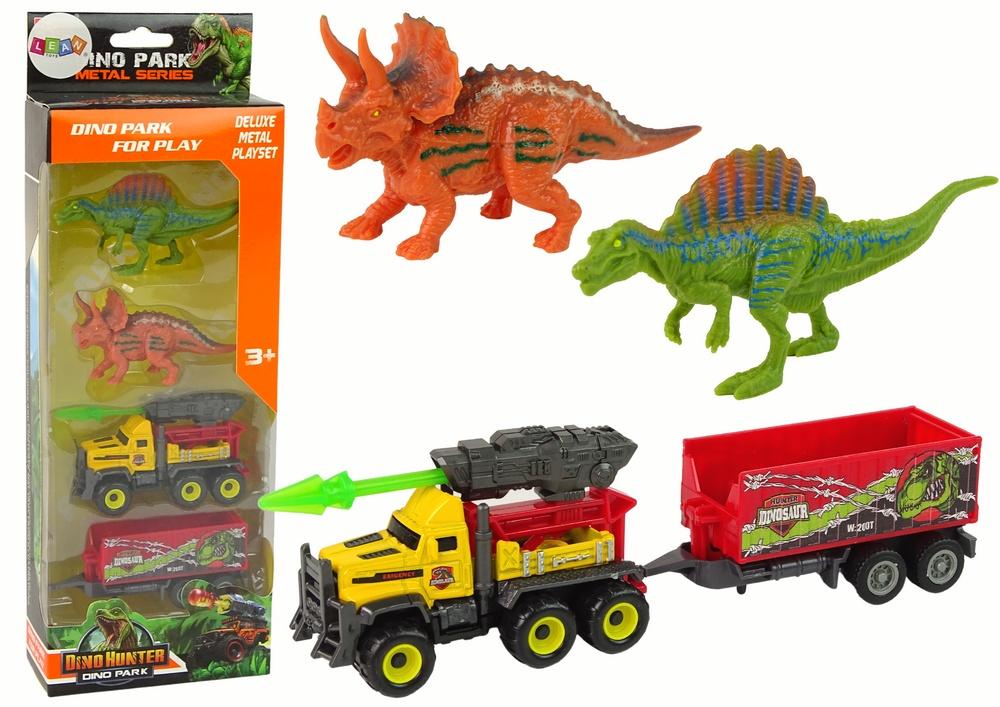 Dinosaur Adventure Set: Raketbil, Trailer, 2 Dinos