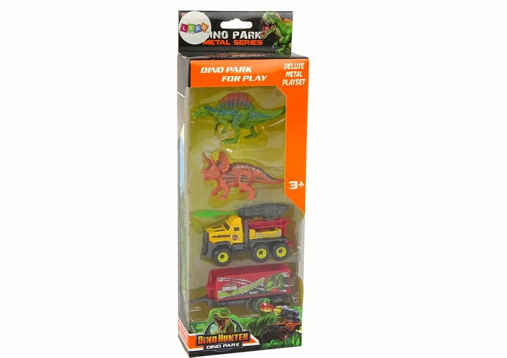 Dinosaur Adventure Set: Raketbil, Trailer, 2 Dinos