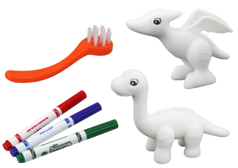 Dinosaur Art Kit: 2 figurer, tuscher og børste til børn