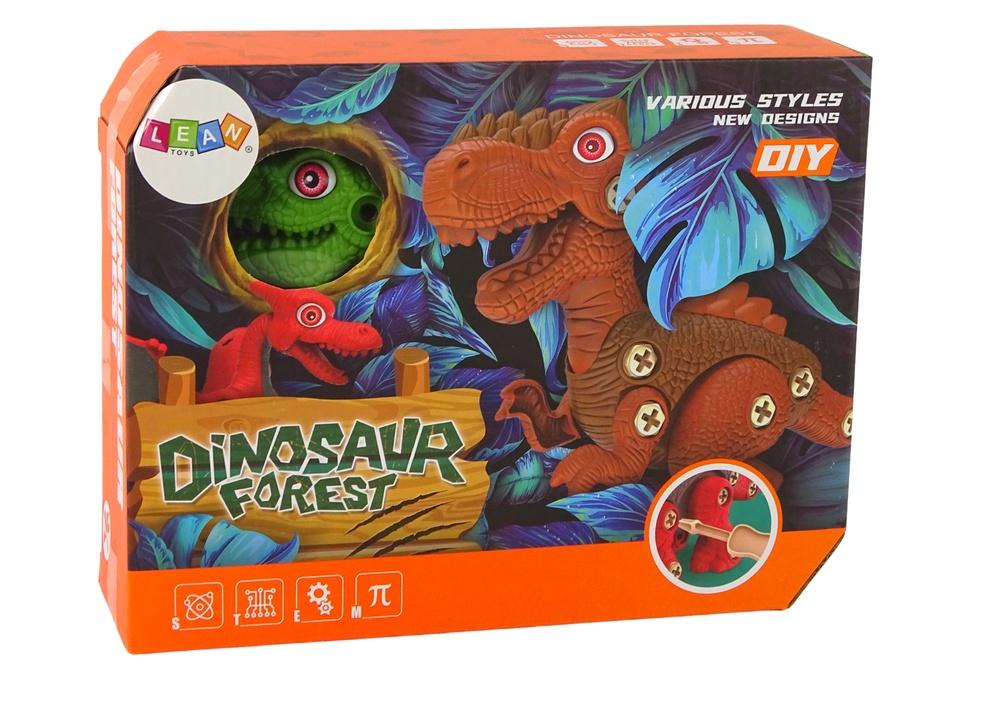 Dinosaur DIY Kit: Grön Dino med orange skruvar och verktyg