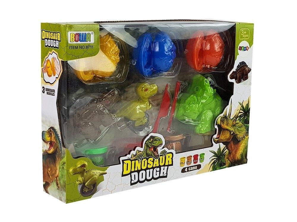 Dinosaur Play Dough Set: 12 delar, 4 färger, kreativt roligt