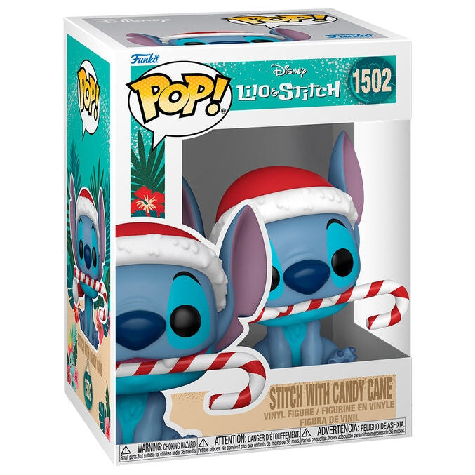 Disney Stitch Figurine med Candy Cane, Holiday Collectible
