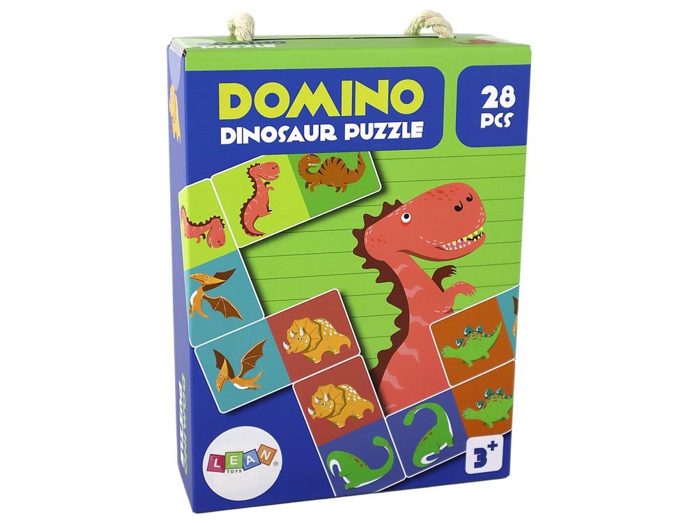 Dubbelsidig Dinosaur Domino Pussel - 28 bitar, 10x5cm