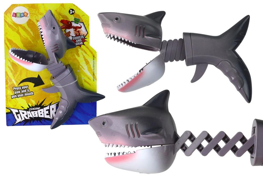 Fjederbelastet Grey Shark Toy: Interaktiv bid sjov!