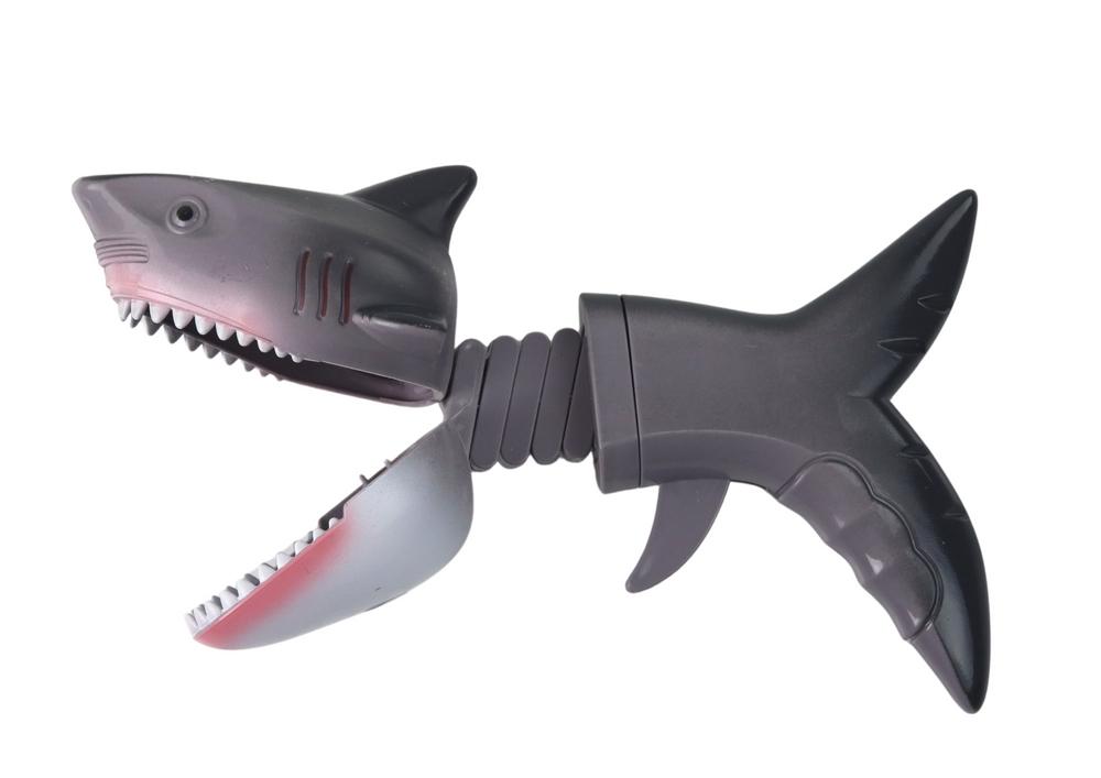 Fjederbelastet Grey Shark Toy: Interaktiv bid sjov!