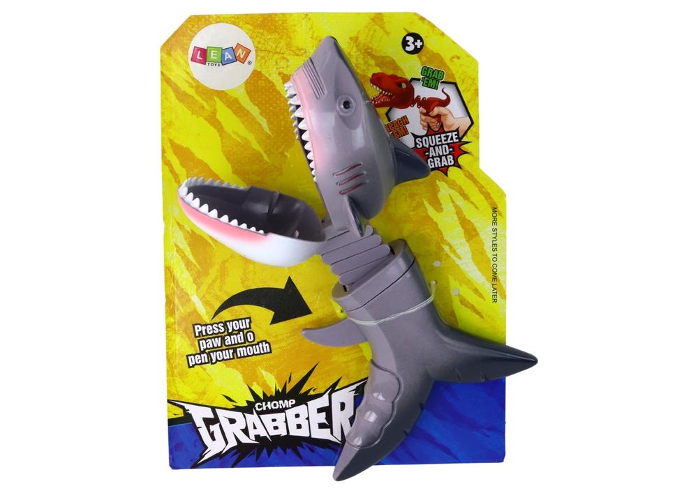 Fjederbelastet Grey Shark Toy: Interaktiv bid sjov!