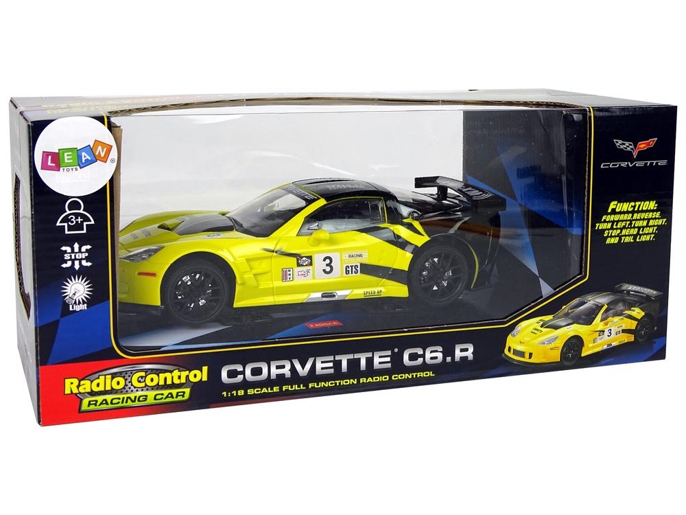 Fjärrstyrd 1:18 Corvette C6.R Gul med ljus