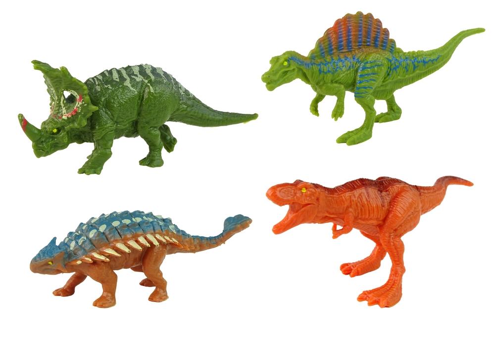 Fordon och släp med dino-tema med 4 dinosauriefigurer