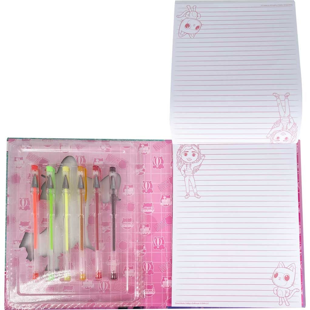 Gabby's Dollhouse Notebook med 6 Gel Pens Set