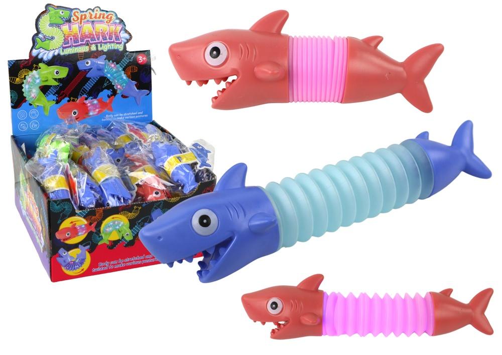 Glödande Stretchy Shark: Kreativ, Antistress Pop Tube Toy