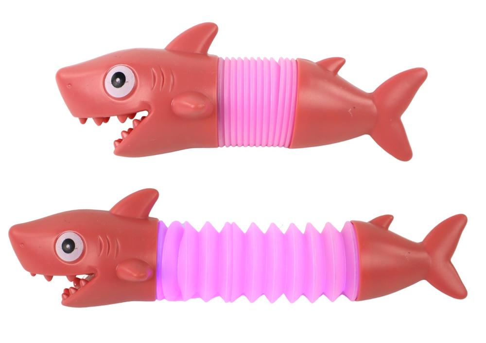 Glowing Stretchy Shark: Kreativt, antistress Pop Tube Legetøj