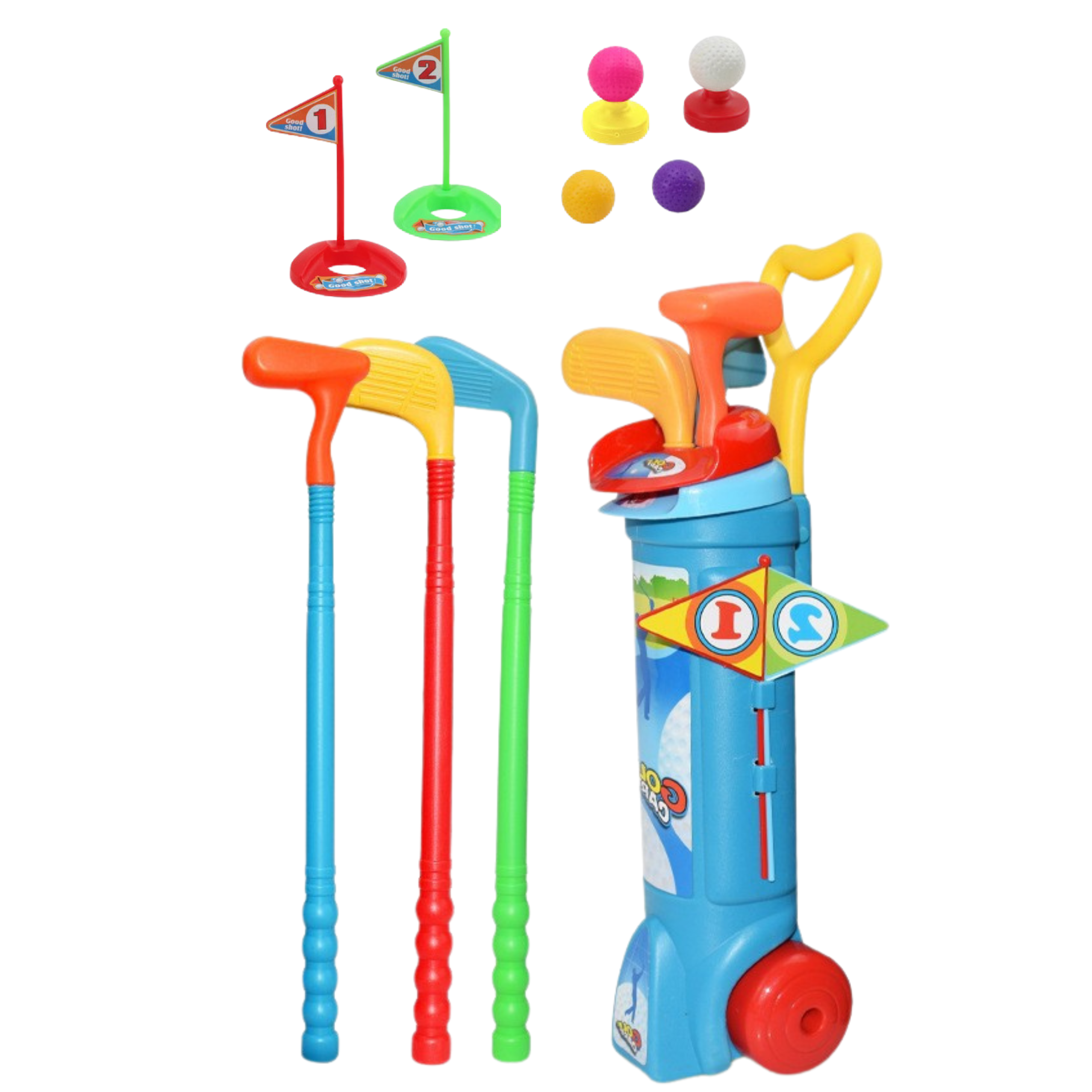 Golfset med vagn, klubbor och 20-delade tillbehör