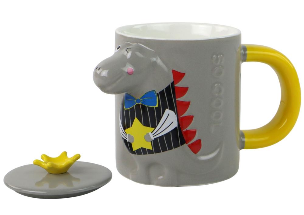 Grå 3D Dinosaur Infuser Mugg 400ml med lock & sked