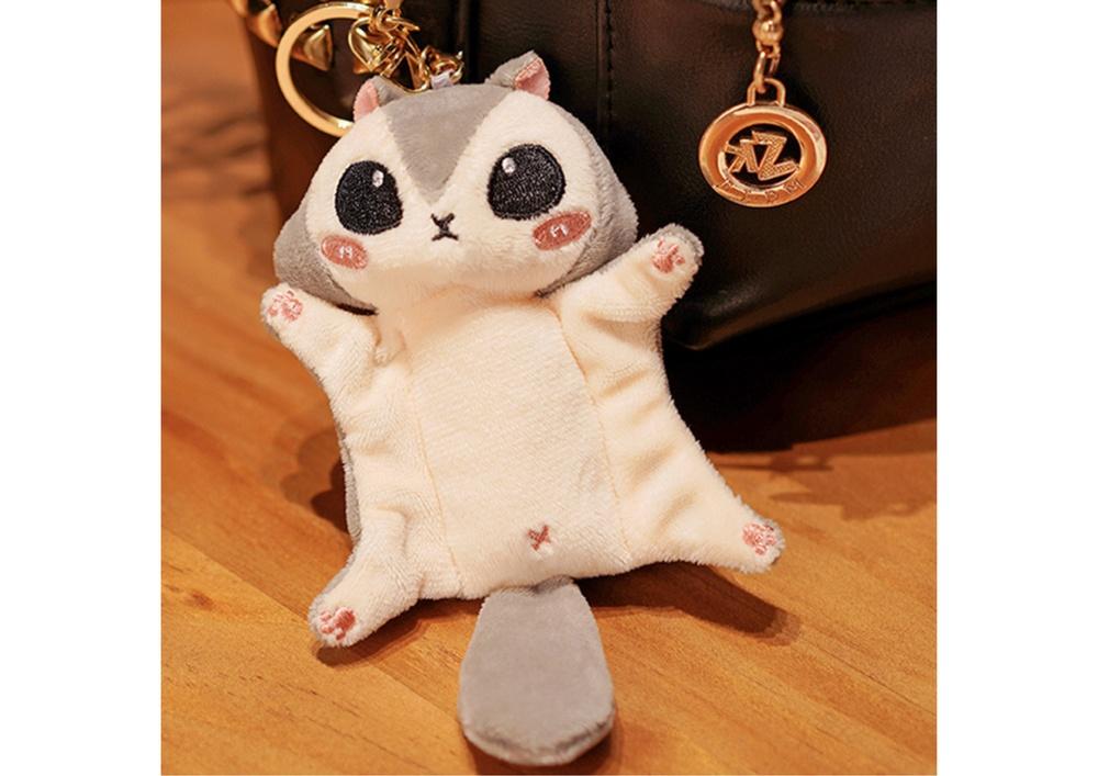 Grey Sugar Glider Squirrel Plush Nyckelring - 10 cm