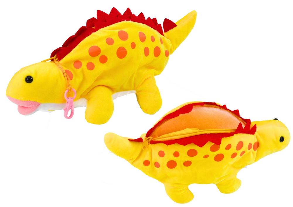 Gul Dinosaur Plysch pennfodral med hänge - 34cm