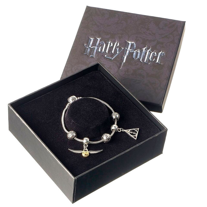 Harry Potter Snitch Berlock Armband med 3 Spellbeads, Silver