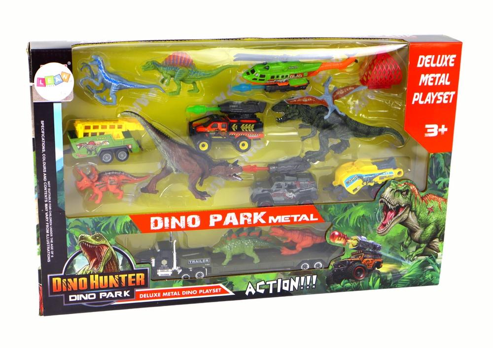 Helikopter & fordon Dinosaur Set - 8 realistiska dinos