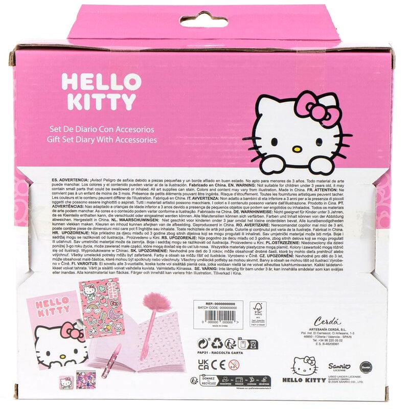 Hello Kitty Dagbok Set med klistermärken och färgglada sidor