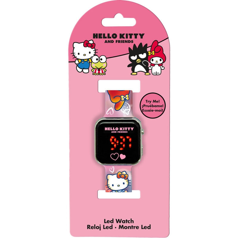 Hello Kitty LED-klocka med justerbar rem och färgglad display