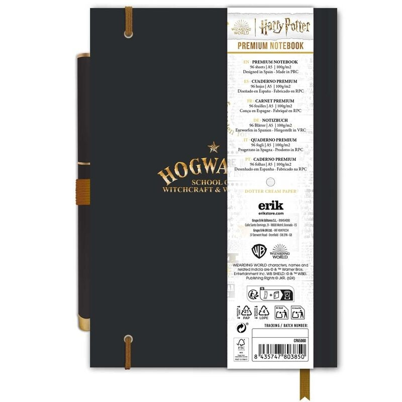Hogwarts A5 Premium Notebook med penna för skol- eller kontorsbruk