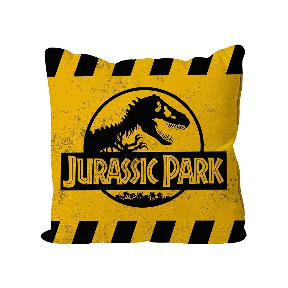 Jurassic Park Cushion Caution Gult logo 40 x 40 cm