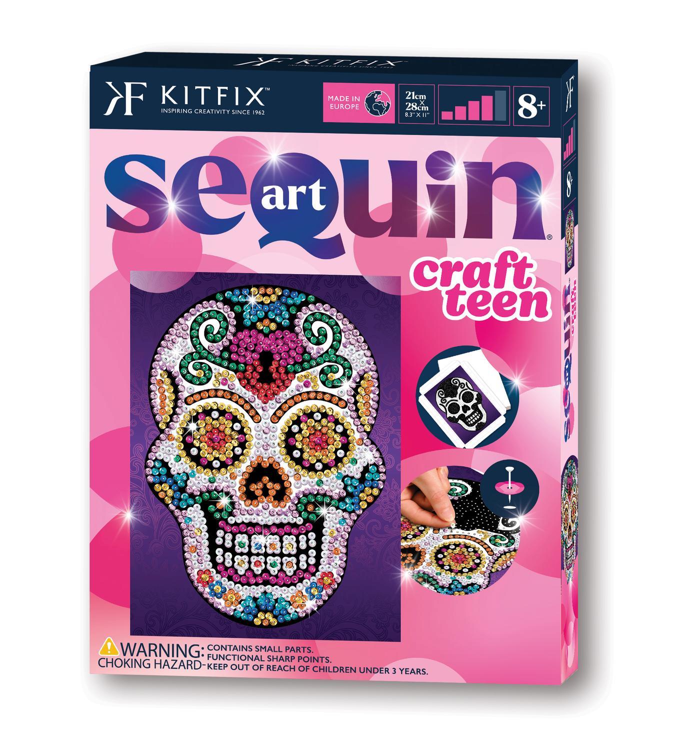 Kitfix gør-det-selv-pailletkunsthåndværkssæt Teen Sugar Skull