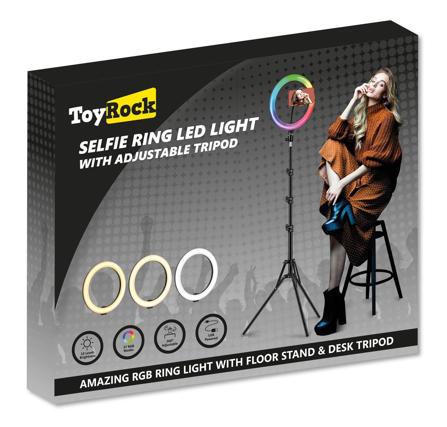 Led Ring Lys 26 Cm Med Justerbar Støtte