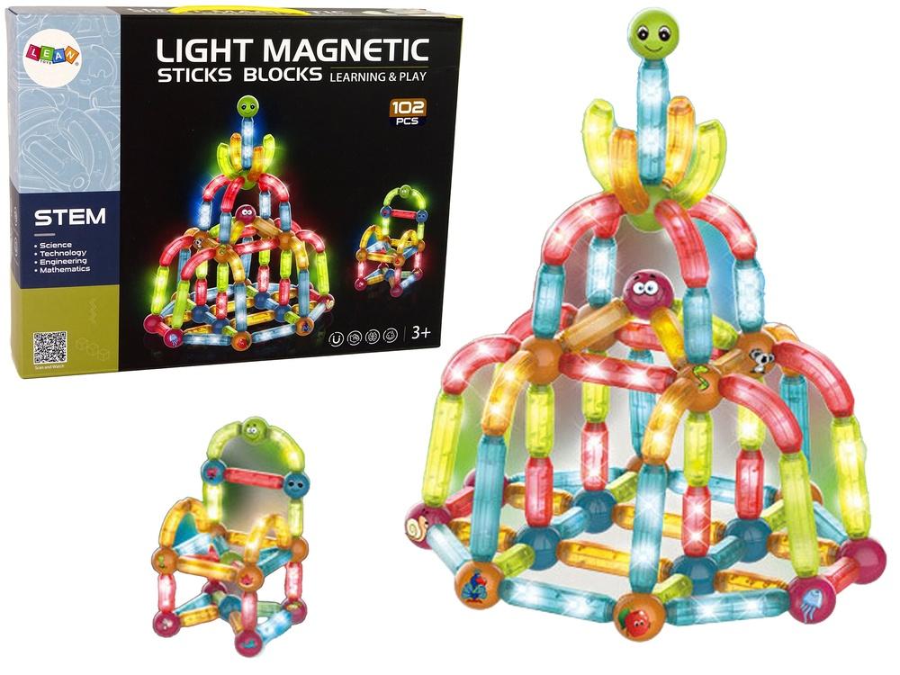 Ljusande 102-delade magnetblockset med LED-ljus