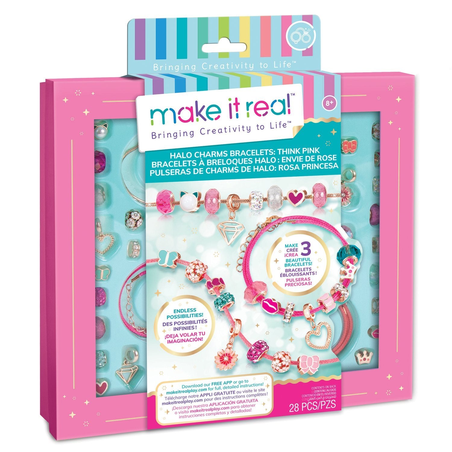 Make It Real Diy Halo Charms Armband Set "Think Pink"