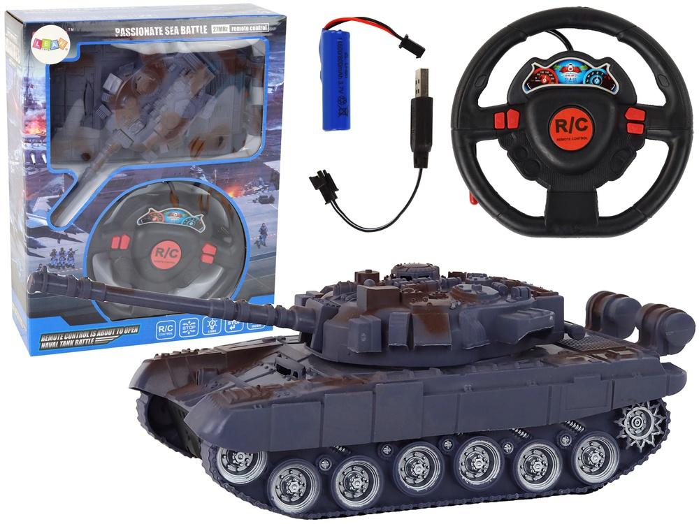 Marineblå R/C Tank 1:18 - Lys, lyde, 27MHz kontrol