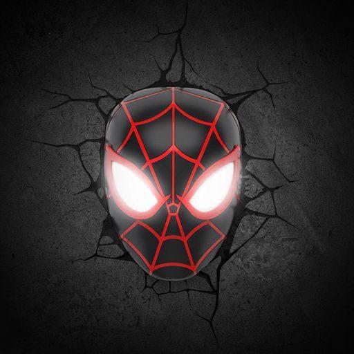 Marvel 3D LED-lys Spider-Man Miles Morales ansigt 3D