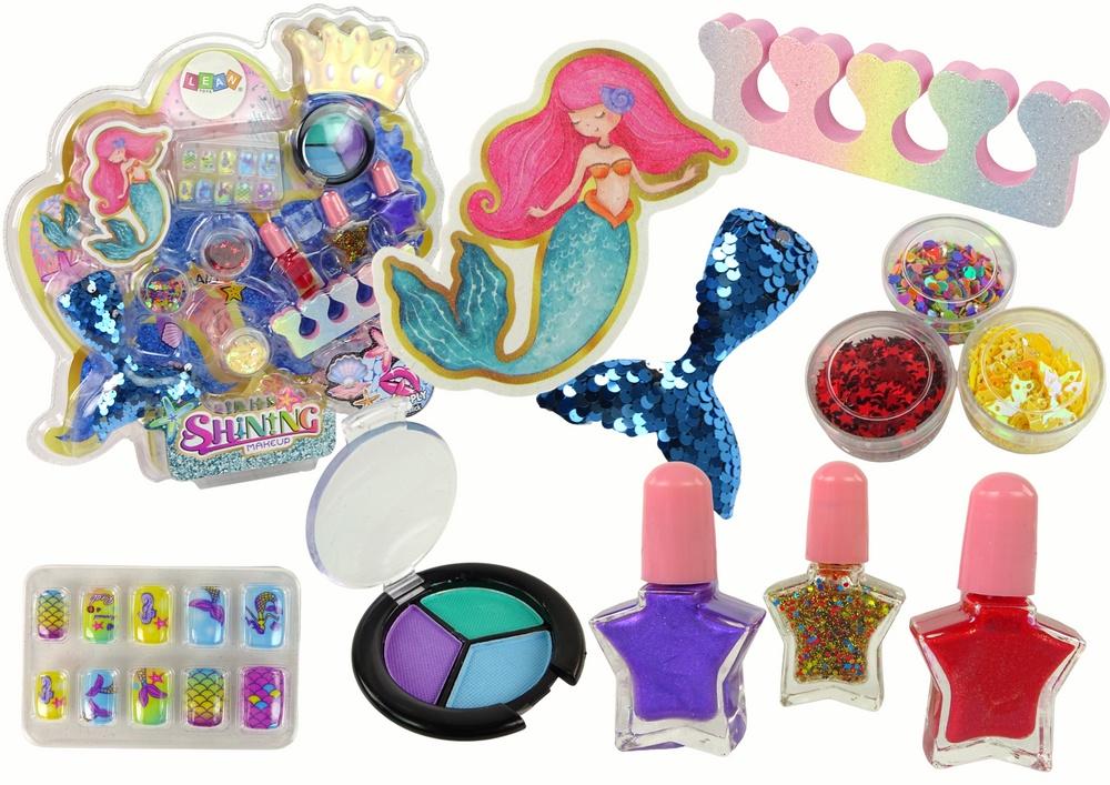 Mermaid Nail & Makeup Kit: Glitter, Polish, Eyeshadow