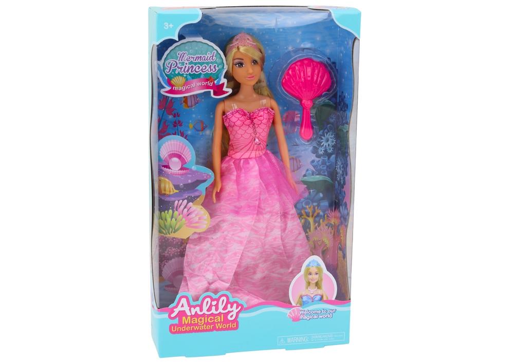 Mermaid Princess Doll: Pink kjole og hårstylingbørste