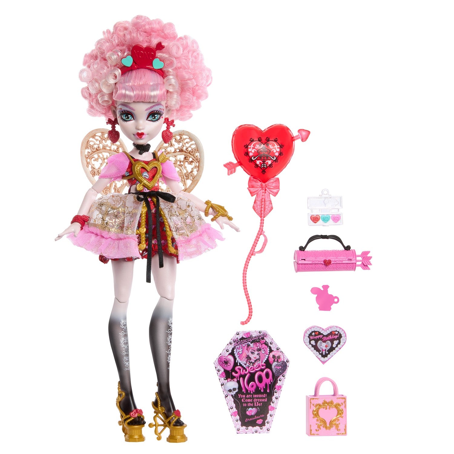 Monster High Cupido-docka med festkläder och accessoarer